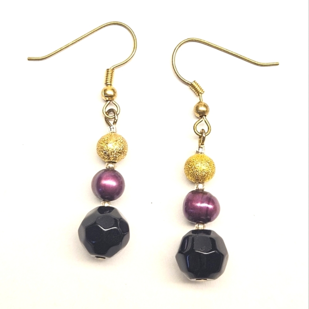 FREE with Bundle Black and Purple Pearl Beaded Earrings